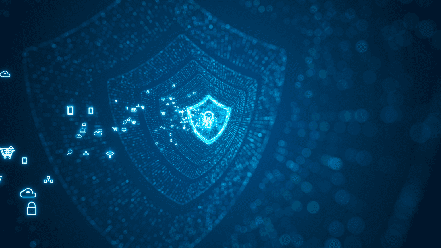 Schlosssymbol, umgeben von einem Datenschutzsymbol.